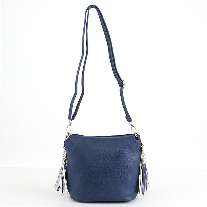 A8008 Crossbody Bag w/ 2 Side Tassel Zippers - MiMi Wholesale