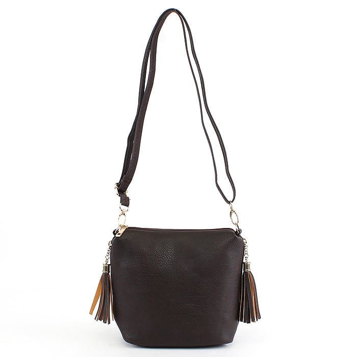 A8008 Crossbody Bag w/ 2 Side Tassel Zippers - MiMi Wholesale