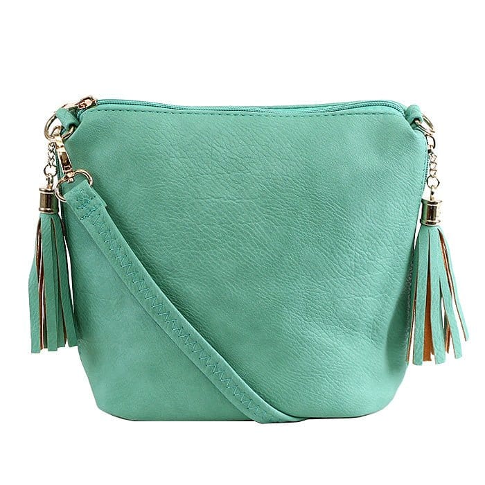 A8008 Crossbody Bag w/ 2 Side Tassel Zippers - MiMi Wholesale