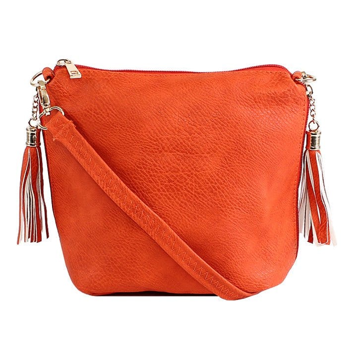 A8008 Crossbody Bag w/ 2 Side Tassel Zippers - MiMi Wholesale