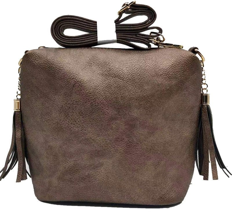 A8008 Crossbody Bag w/ 2 Side Tassel Zippers - MiMi Wholesale