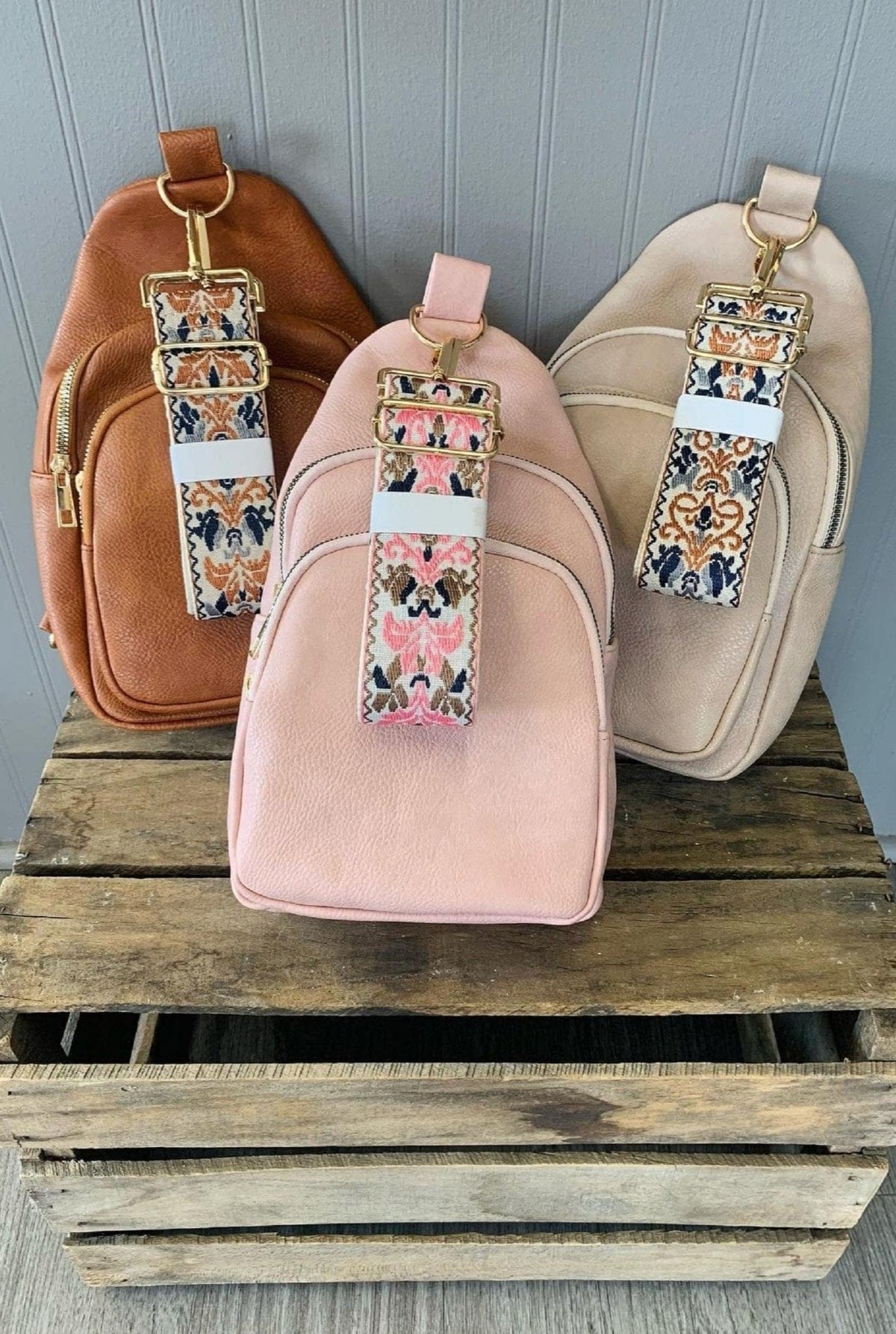 AD768 Zara Zipper Sling Bag With Boho Strap - MiMi Wholesale