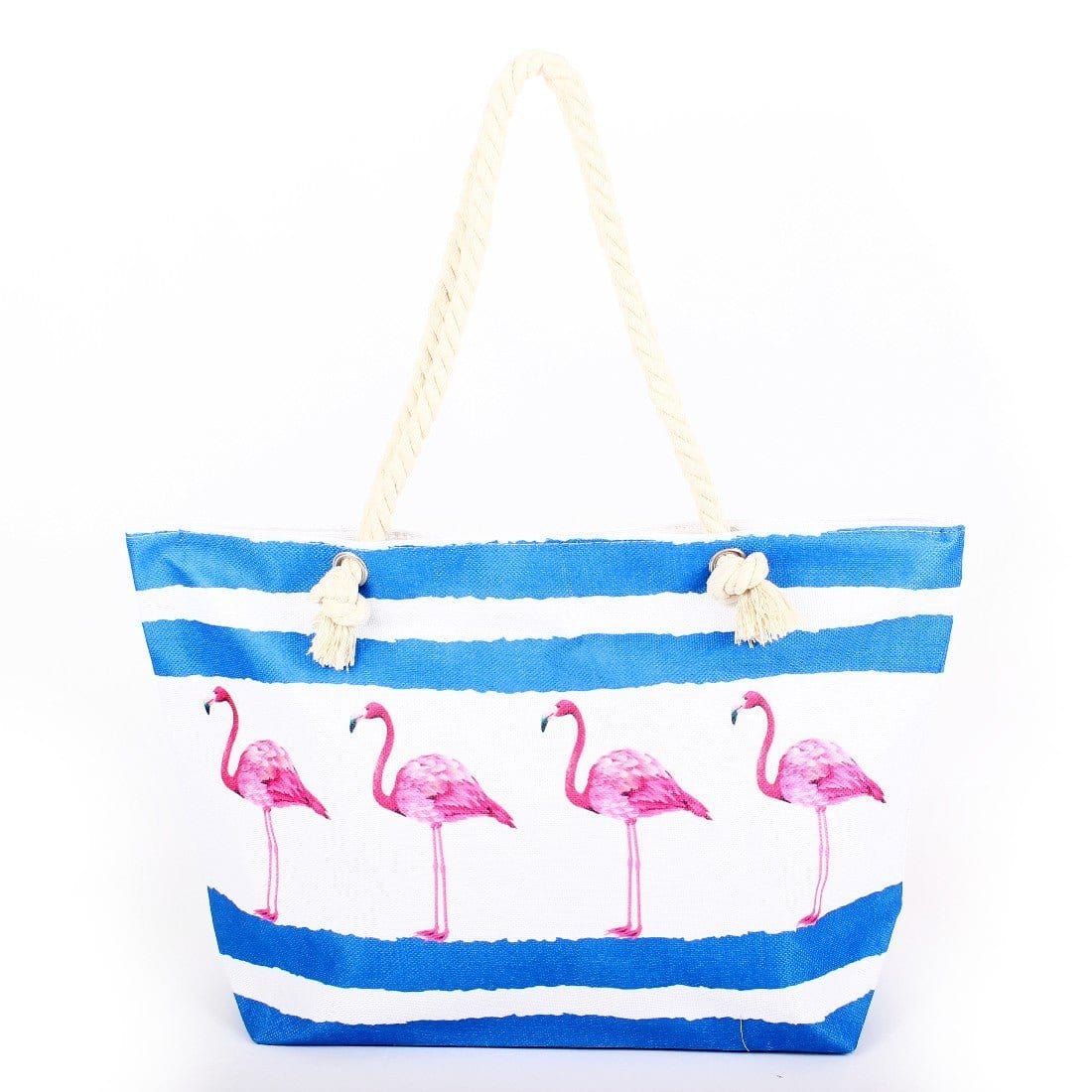 B809 Flamingos Printed Large Beach Tote Bag - MiMi Wholesale