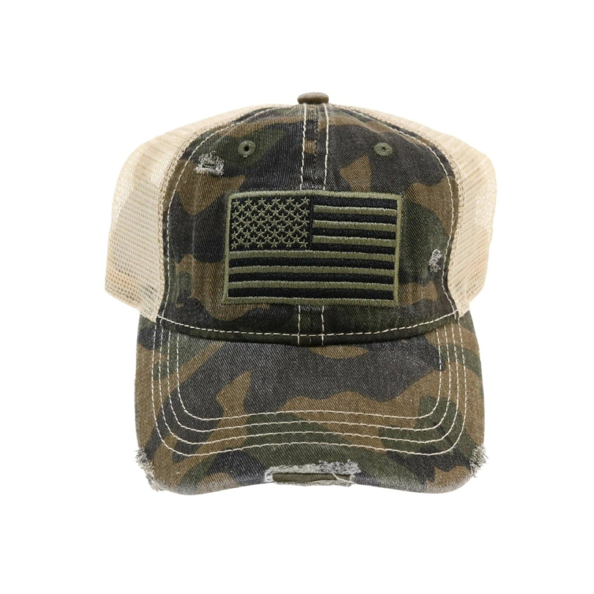 BA915 USA Flag Camouflage Mesh Back Baseball Cap - MiMi Wholesale