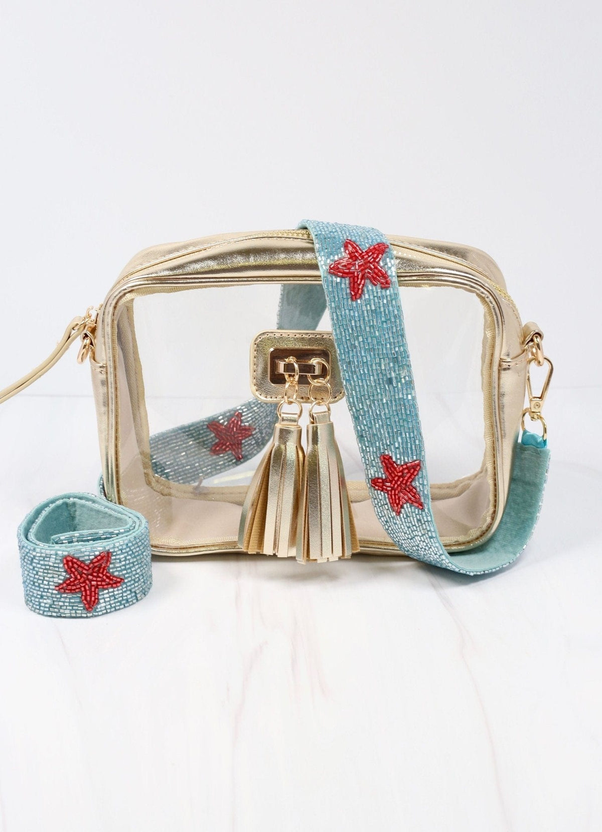BAS001 Game Day Beaded Star Guitar Strap - MiMi Wholesale