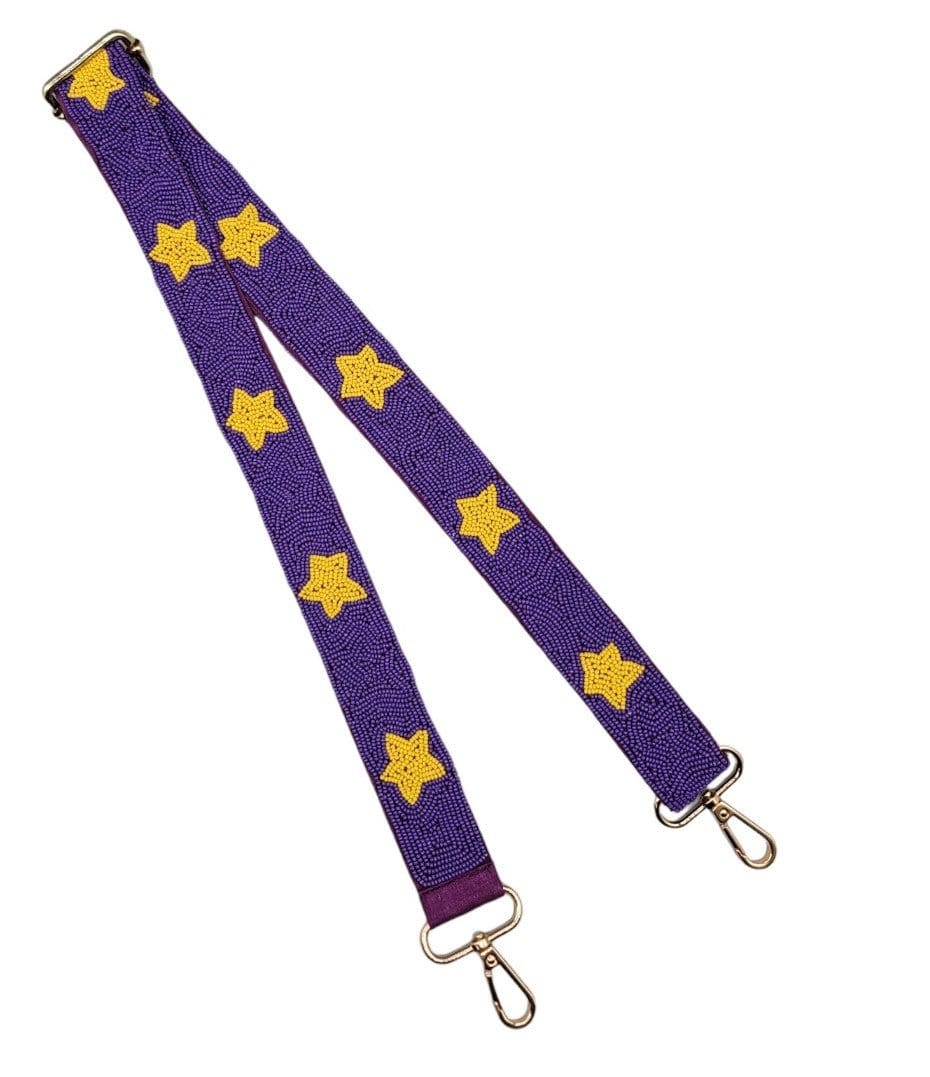 BAS001 Game Day Beaded Star Guitar Strap - MiMi Wholesale