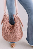 BGA2745 Liza Leather Handle Straw Tote Bag - MiMi Wholesale