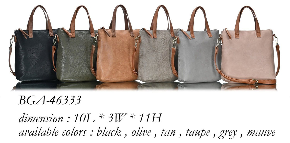BGA46333 Zipper Top Handle Bag/Crossbody w/ 8" Tablet Pocket - MiMi Wholesale