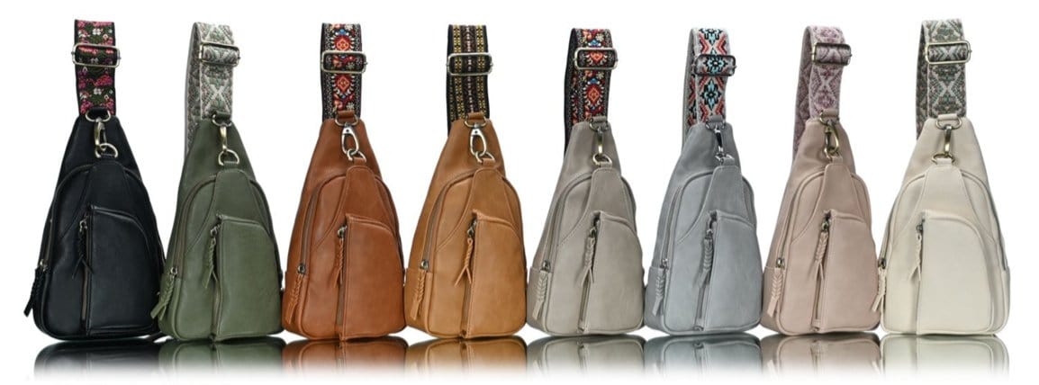 BGA5704 Zoey Boho Sling Bag With Guitar Strap - MiMi Wholesale