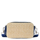 BGS6844 Helena Straw Crossbody Bag With Leather Paneling - MiMi Wholesale