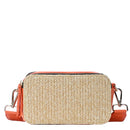BGS6844 Helena Straw Crossbody Bag With Leather Paneling - MiMi Wholesale