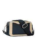 BGS6844 Helena Straw Crossbody Bag With Leather Paneling - MiMi Wholesale