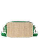 BGS6844 Helena Straw Crossbody Bag With Leather Paneling - MiMi Wholesale