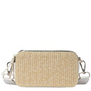 BGS6844 Helena Straw Crossbody Bag With Leather Paneling - MiMi Wholesale
