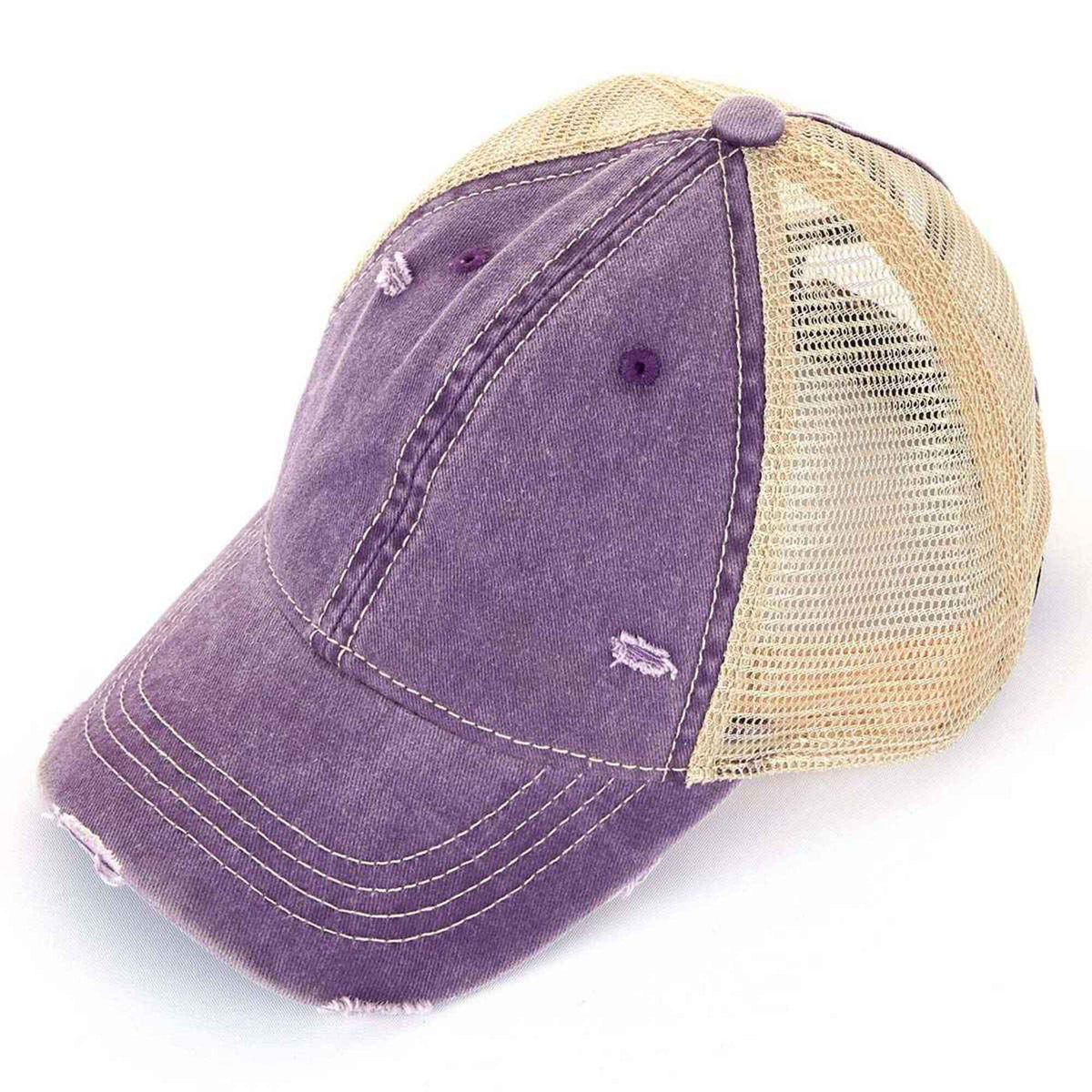 BT12 Washed Mesh Back High Pony Baseball Cap - MiMi Wholesale