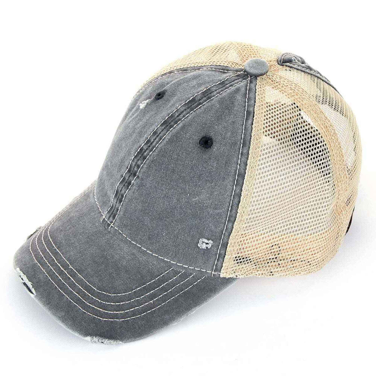 BT12 Washed Mesh Back High Pony Baseball Cap - MiMi Wholesale