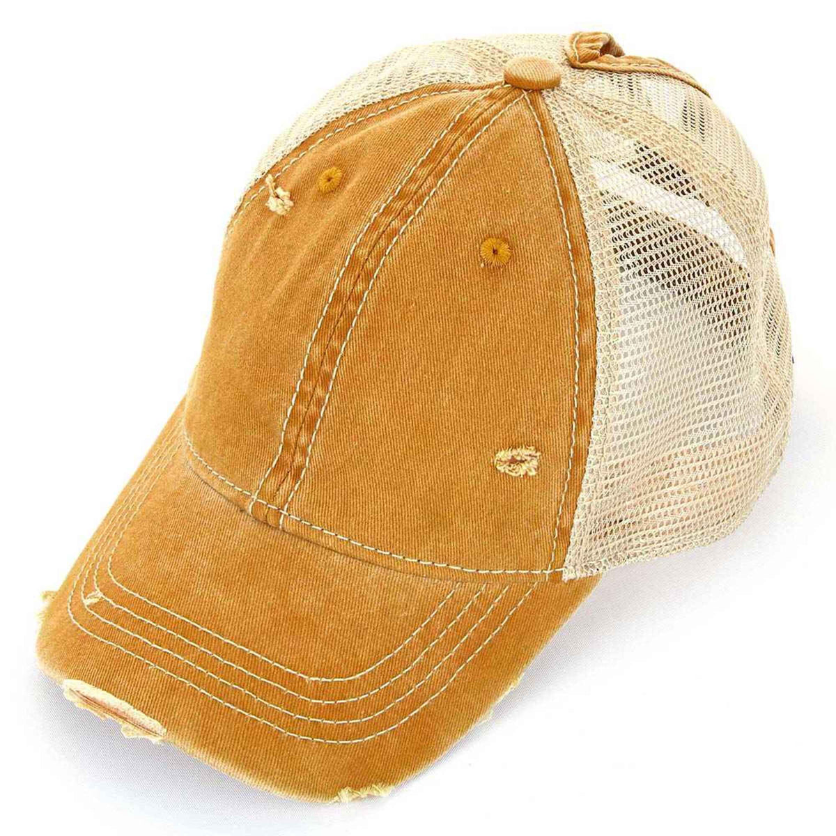 BT12 Washed Mesh Back High Pony Baseball Cap - MiMi Wholesale