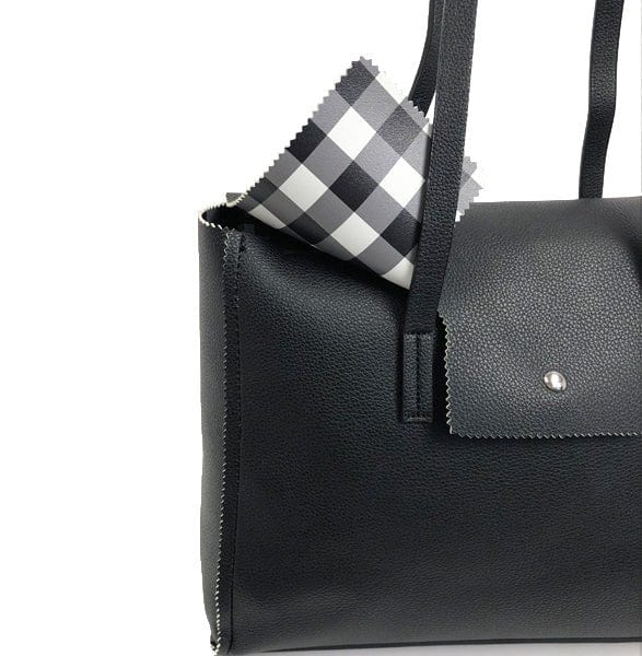 BTT19169 Everyday Tote w/ Gingham-Print Lining - MiMi Wholesale