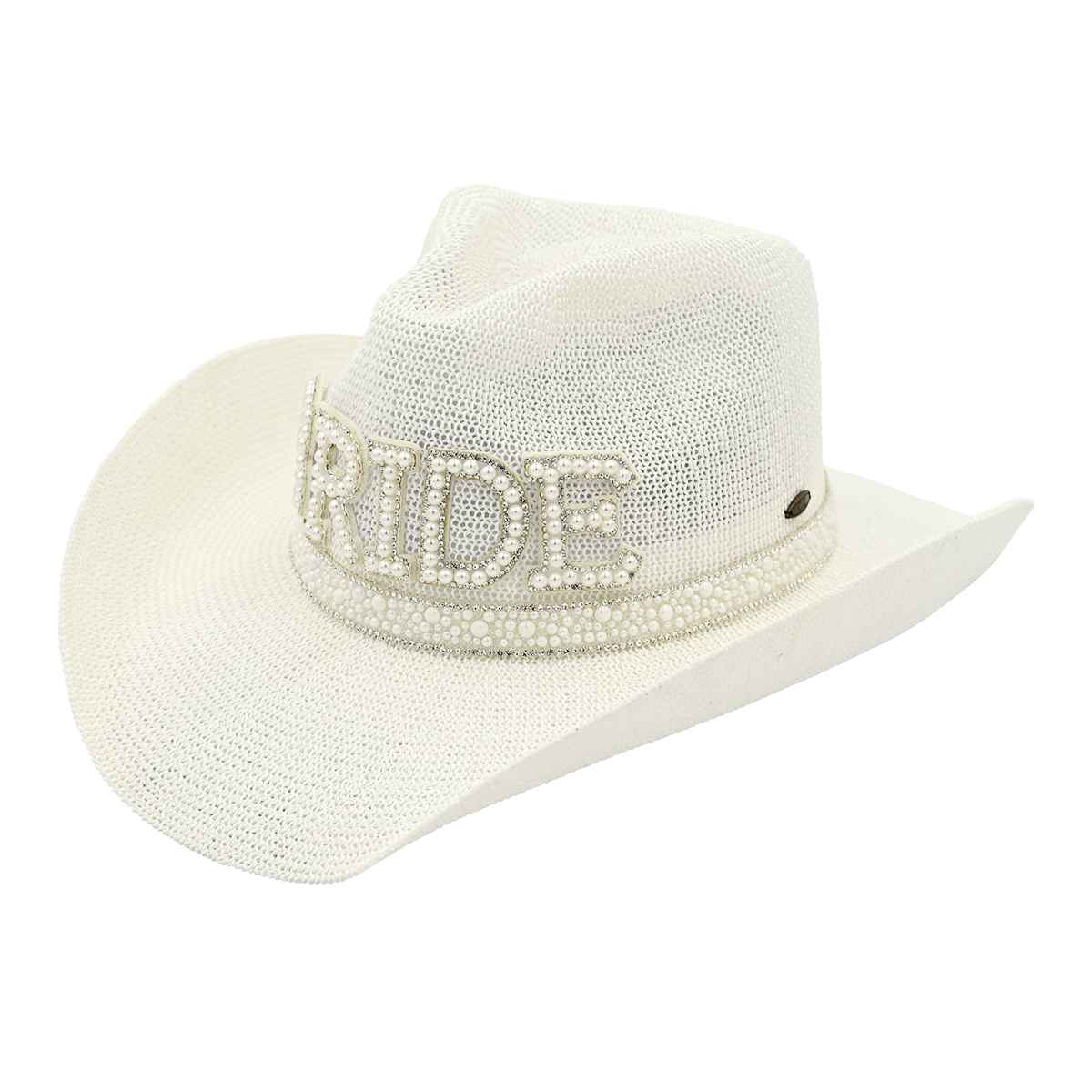 CBC02 C.C Brand BRIDE Cowboy hat w/Pearl & Rhinestone - MiMi Wholesale