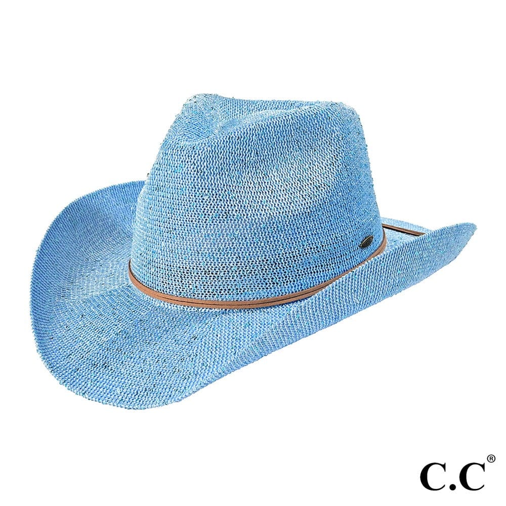 CBC03 C.C Brand Sequin Detail Cowboy Hat With Suede Trim - MiMi Wholesale
