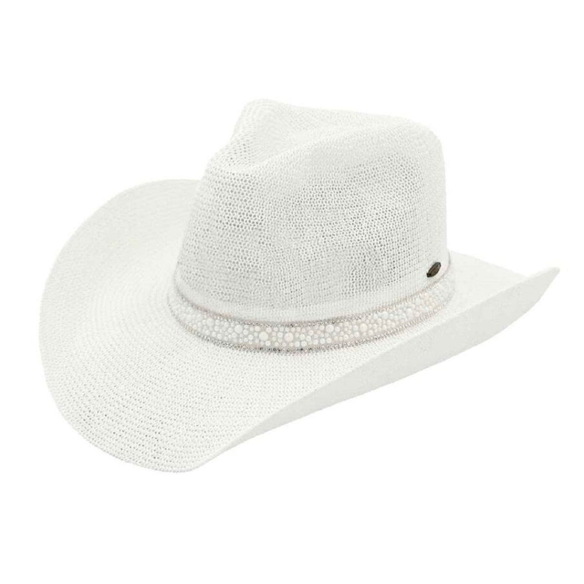 CBC09 C.C Brand Becky Cowboy Hat w/Black Pearl & Rhinestone - MiMi Wholesale
