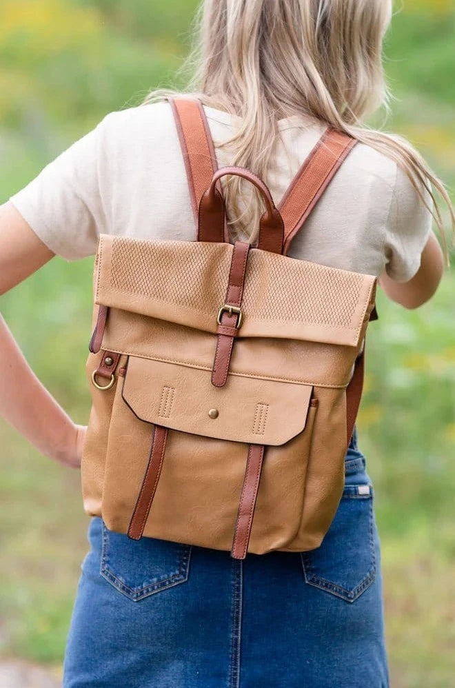 CJF080-1 Laser Cut Flap Backpack - MiMi Wholesale