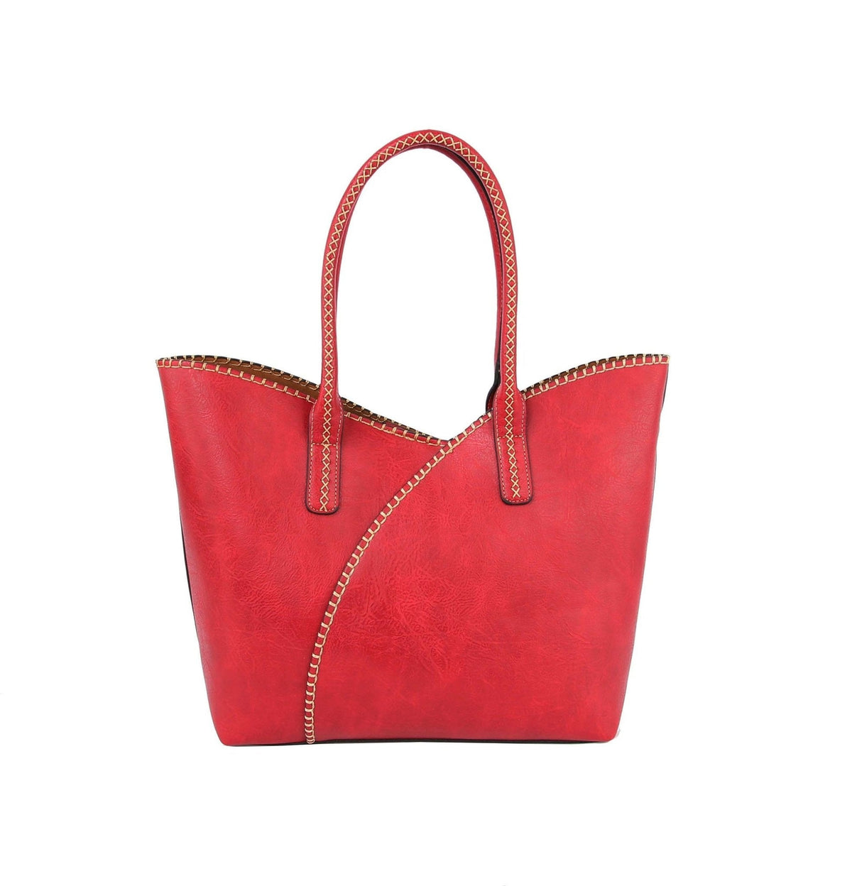 COL0012 2-in-1 Stitch Trim Detail Shoulder/Tote Set Bag - MiMi Wholesale