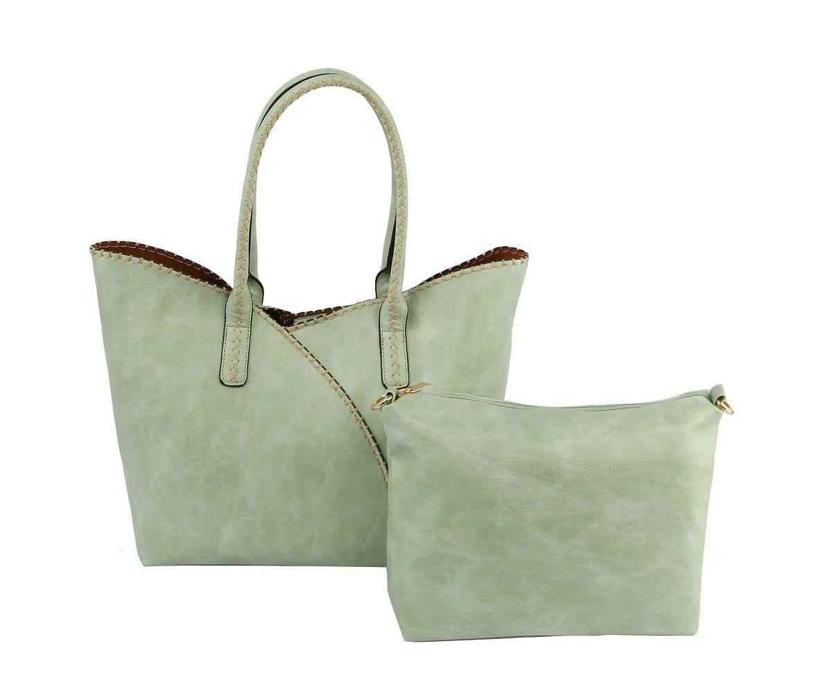 COL0012 2-in-1 Stitch Trim Detail Shoulder/Tote Set Bag - MiMi Wholesale