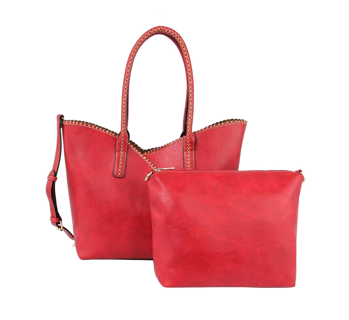 COL0012 2-in-1 Stitch Trim Detail Shoulder/Tote Set Bag - MiMi Wholesale