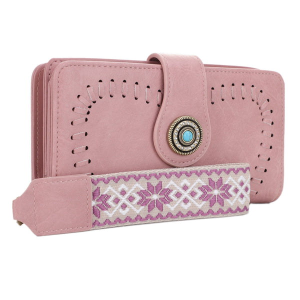 ES60166 Dolly Western Wallet With Boho Wristlet Strap - MiMi Wholesale