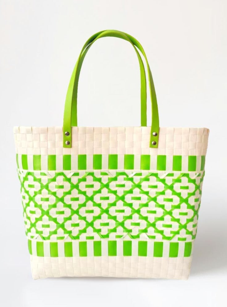 FA0011 Mercedes Patterned Woven Tote Bag - MiMi Wholesale