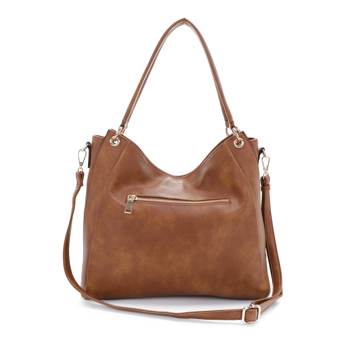 FC20496 Tonya Double Zipper 2 in 1 Hobo Bag With Wristlet - MiMi Wholesale