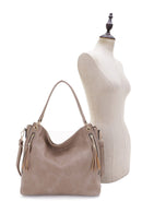 FC20496 Tonya Double Zipper 2 in 1 Hobo Bag With Wristlet - MiMi Wholesale