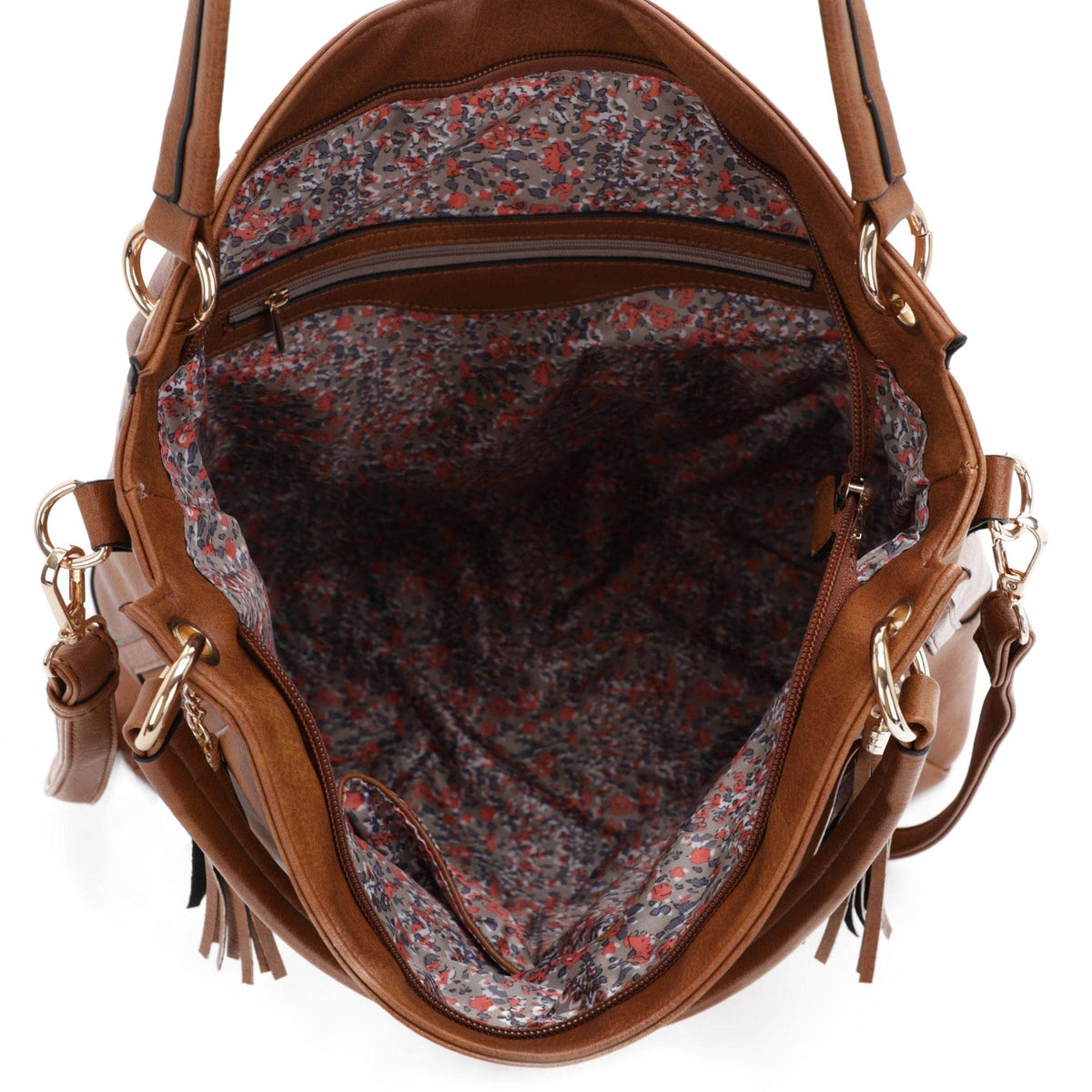 FC20496 Tonya Double Zipper 2 in 1 Hobo Bag With Wristlet - MiMi Wholesale