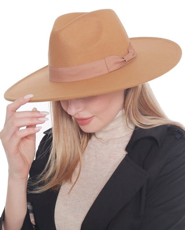 H3041 Fedora Brim Ribbon Band Hat - MiMi Wholesale