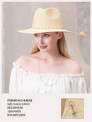 H3318 Turquoise Bead Chain Straw Panama Sun Hat - MiMi Wholesale