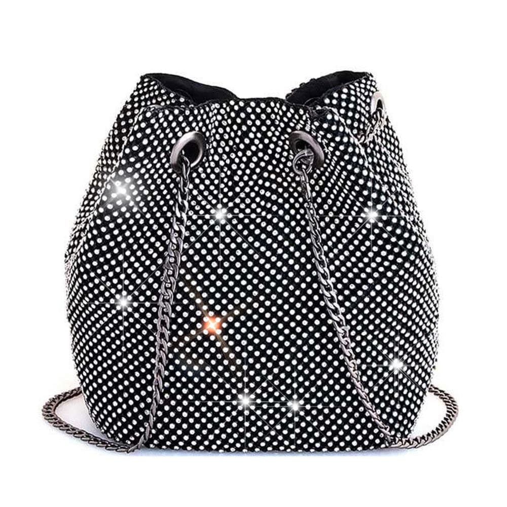 HD3227 Rhinestone Mesh Bucket Handbag - MiMi Wholesale