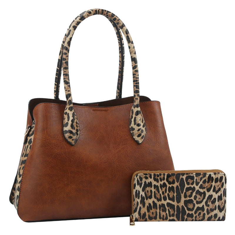 HGV0092W Leopard Detail Top Handle Handbag/Crossbody - MiMi Wholesale