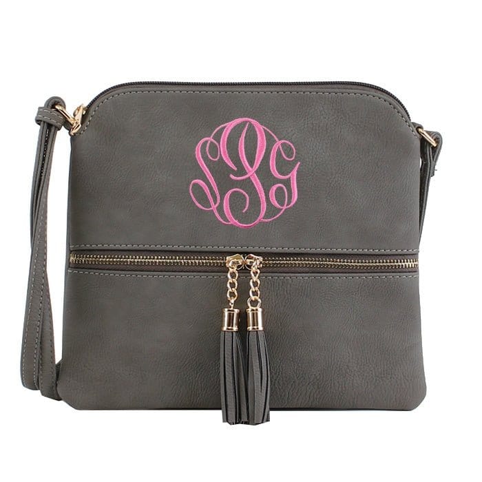 HY2038A Monogrammable Fashion Crossbody Bag With Tassel - MiMi Wholesale