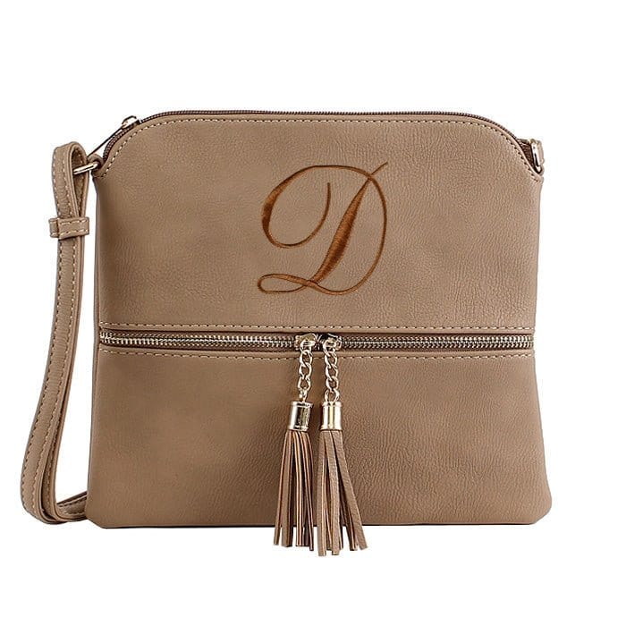 HY2038A Monogrammable Fashion Crossbody Bag With Tassel - MiMi Wholesale