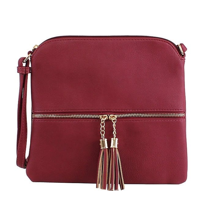 HY2038A Monogrammable Fashion Crossbody Bag With Tassel - MiMi Wholesale