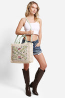 JBG210 Janine Patterned Straw Crossbody Tote - MiMi Wholesale
