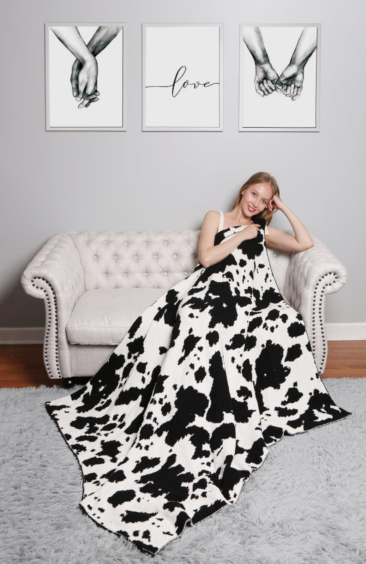 JCL4307 Super Lux Cow Throw Blanket - MiMi Wholesale