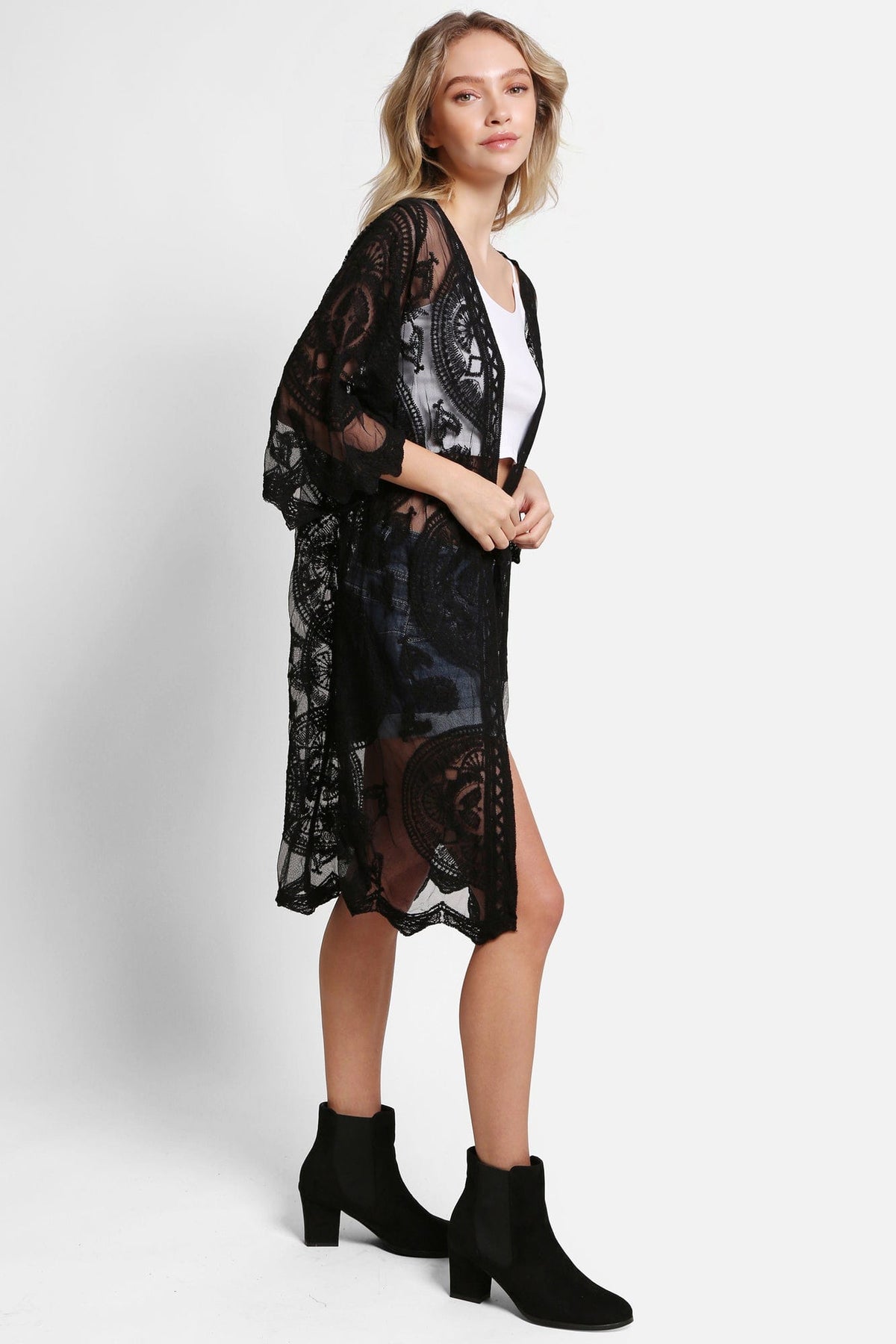 JP5208 Iris Tie Knot Lace Cover Up - MiMi Wholesale
