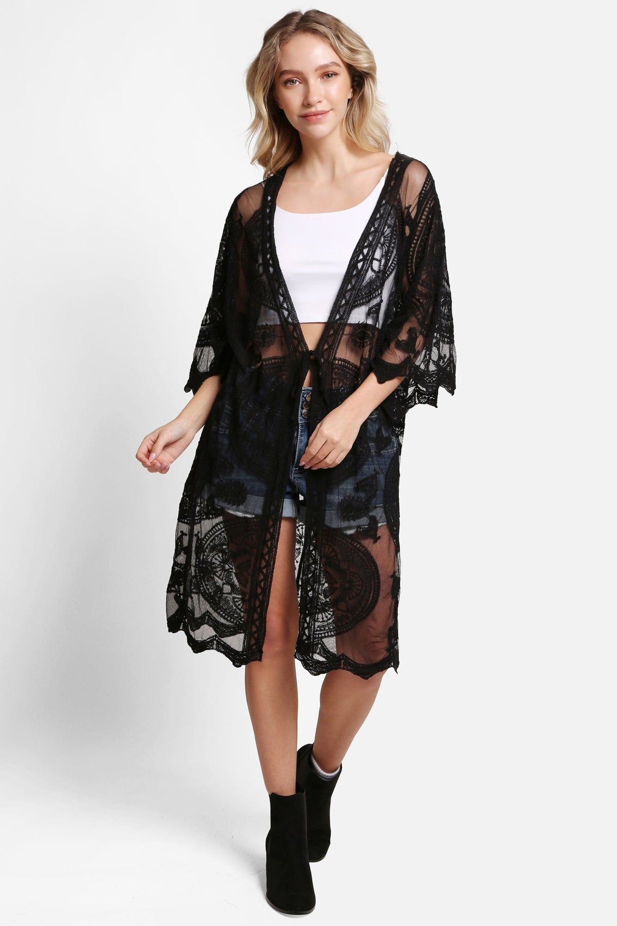 JP5208 Iris Tie Knot Lace Cover Up - MiMi Wholesale