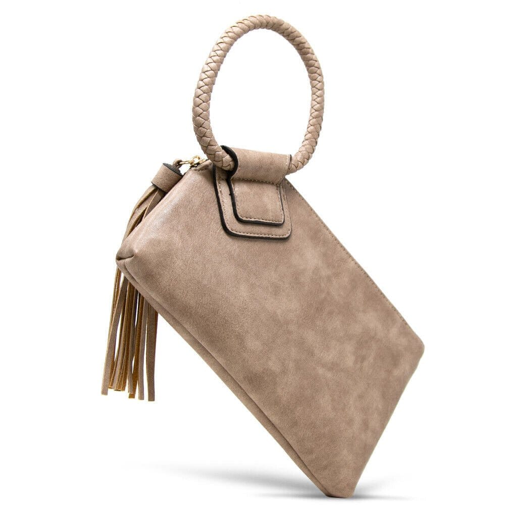 JYM0346 Soft Vegan Leather Wristlet/Clutch With Tassel - MiMi Wholesale