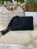 JYM0346 Soft Vegan Leather Wristlet/Clutch With Tassel - MiMi Wholesale