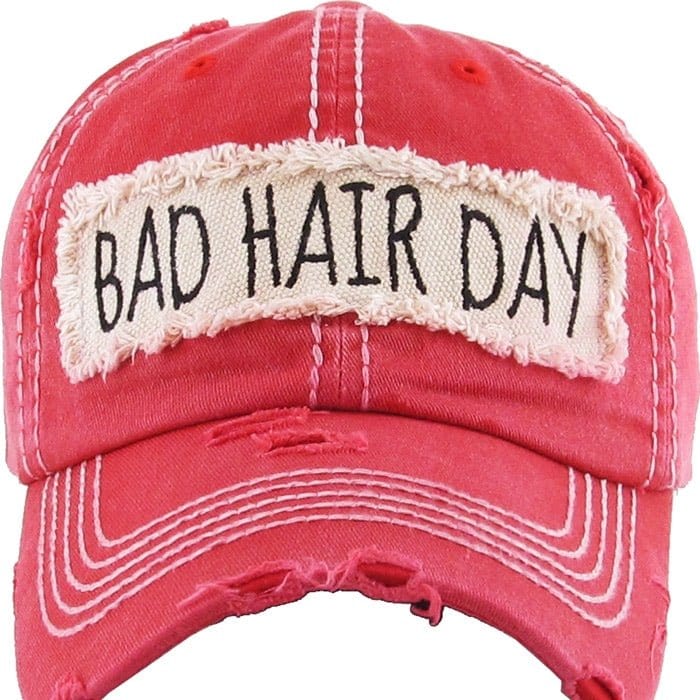 KBV1073 'BAD HAIR DAY' Distressed Cotton Cap - MiMi Wholesale