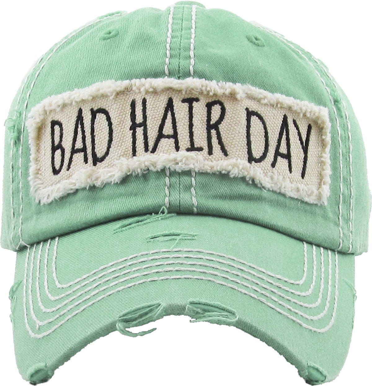 KBV1073 'BAD HAIR DAY' Distressed Cotton Cap - MiMi Wholesale