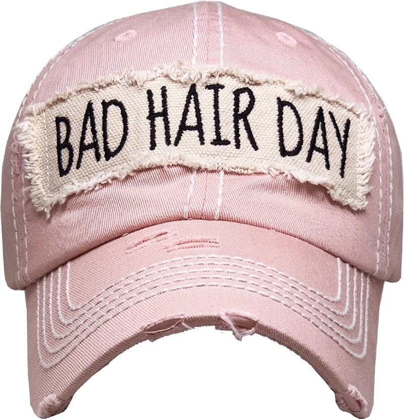 KBV1073 'BAD HAIR DAY' Distressed Cotton Cap - MiMi Wholesale